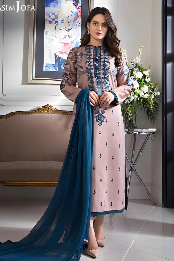 ASIM JOFA - 3PC DHANK EMBROIDERED LA-12