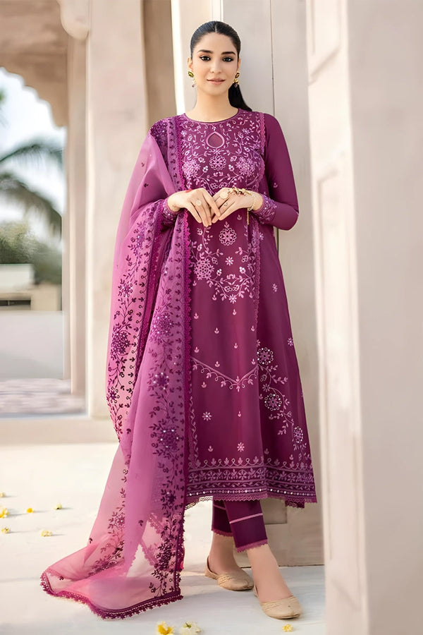 CROSS STITCH - 3PC DHANAK EMBROIDERED LA-54