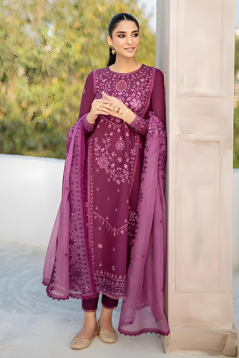 CROSS STITCH - 3PC DHANAK EMBROIDERED LA-54