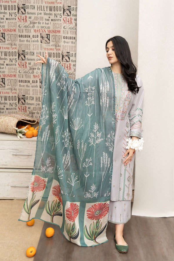 URGE - 3PC LAWN EMBROIDERED LA-126