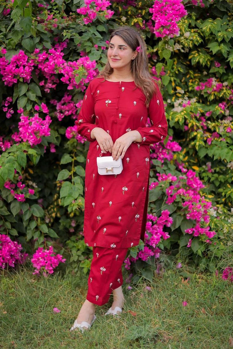 RED ROSE - 2PC LAWN EMBROIDERED LA-124